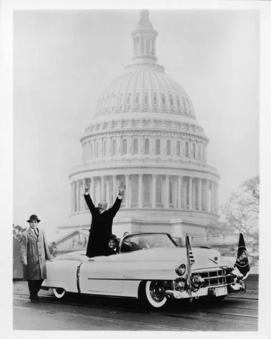 American Presidents' have also played their role in heightening the Cadillac brand - here President Dwight "Ike" Eissenhower in the presidential Eldorado in 1953
