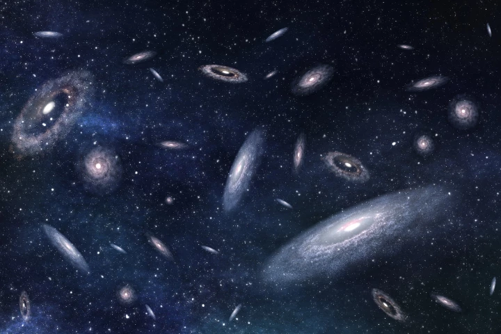 3D illustration of multiple galaxies in the deep universe