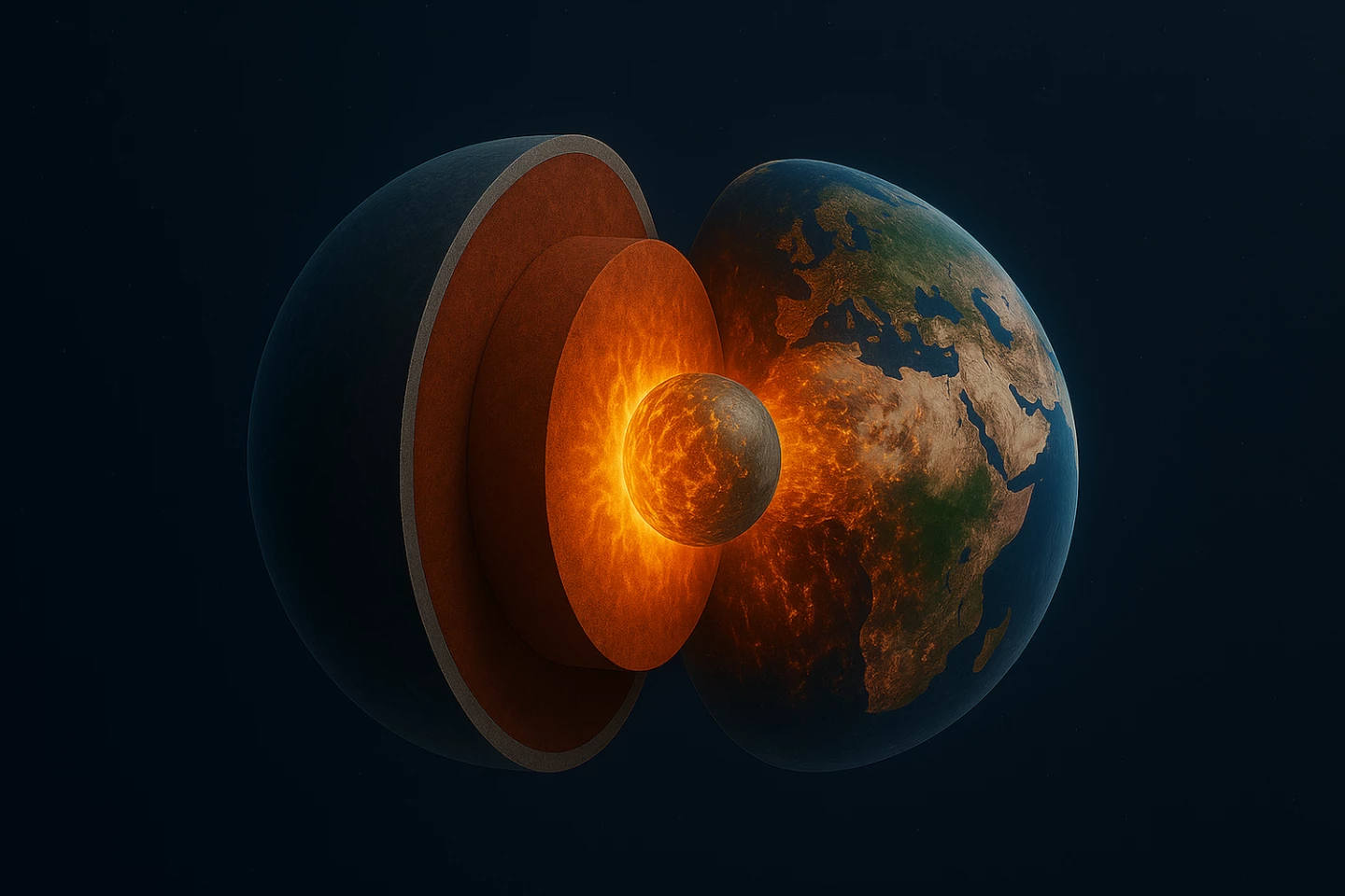Cutaway view of the Earth