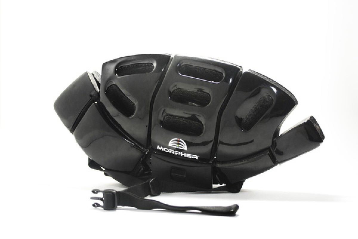 Morpher bike helmet folds flat when you aren't wearing it