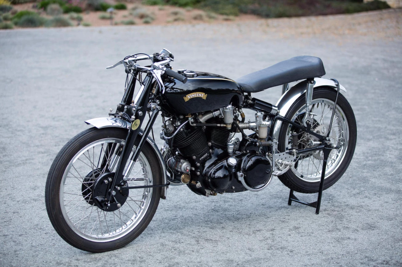 The Ex-Ed LaBelle road racer and drag bike 1952 Vincent Black Shadow Special is expected to sell for $200,000 to $240,000