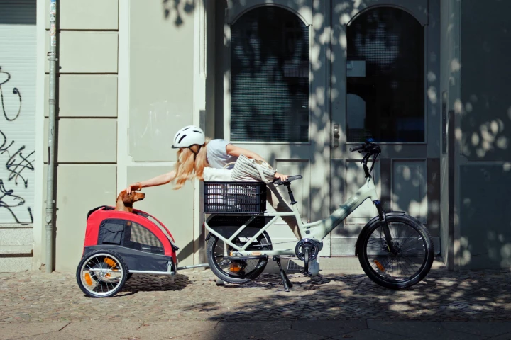 The Galaxy X can haul up to 150 kg, and can optionally tow pooch too