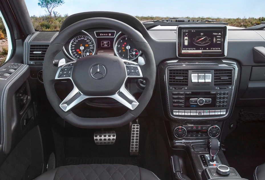While the G500 4x4 Squared is a massive, off-road-hungry 4x4 outside, it's still a Mercedes inside