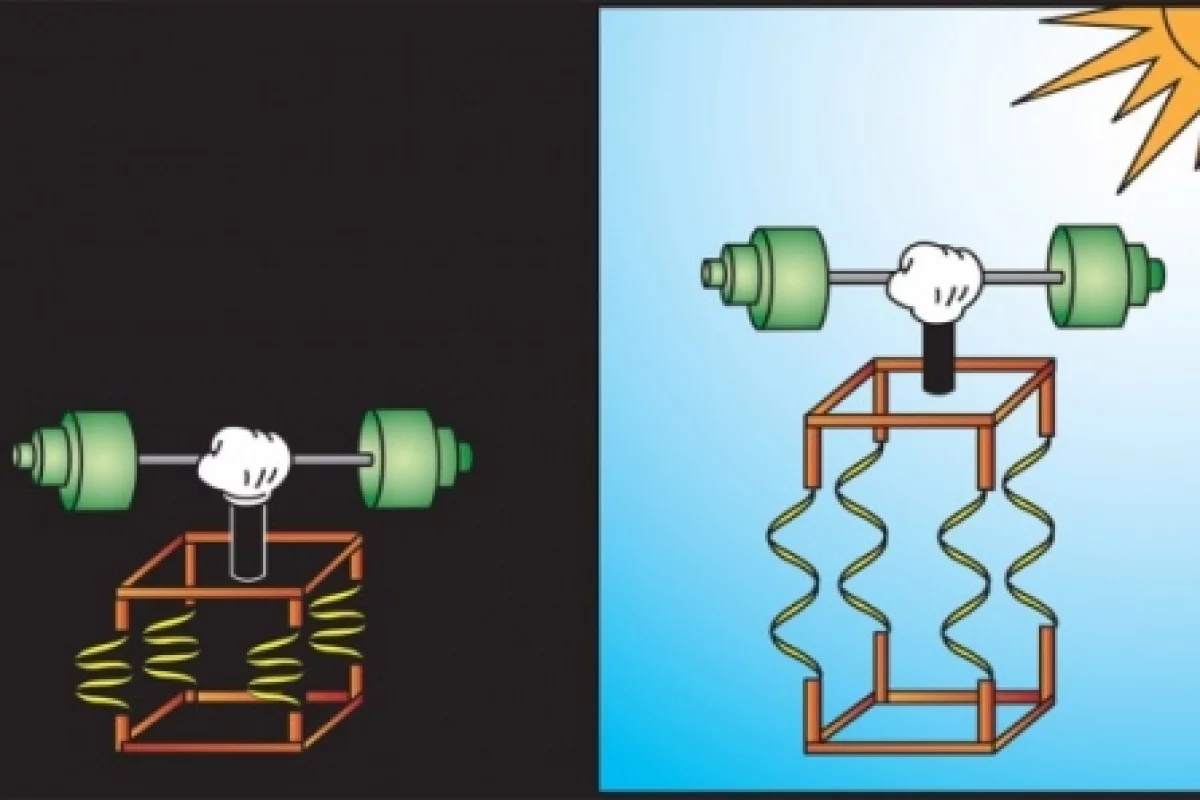 Sunlight prompts the newly developed molecular nanomotor to unclasp in this artist’s illustration.Pic credit: Yan Chen/University of Florida