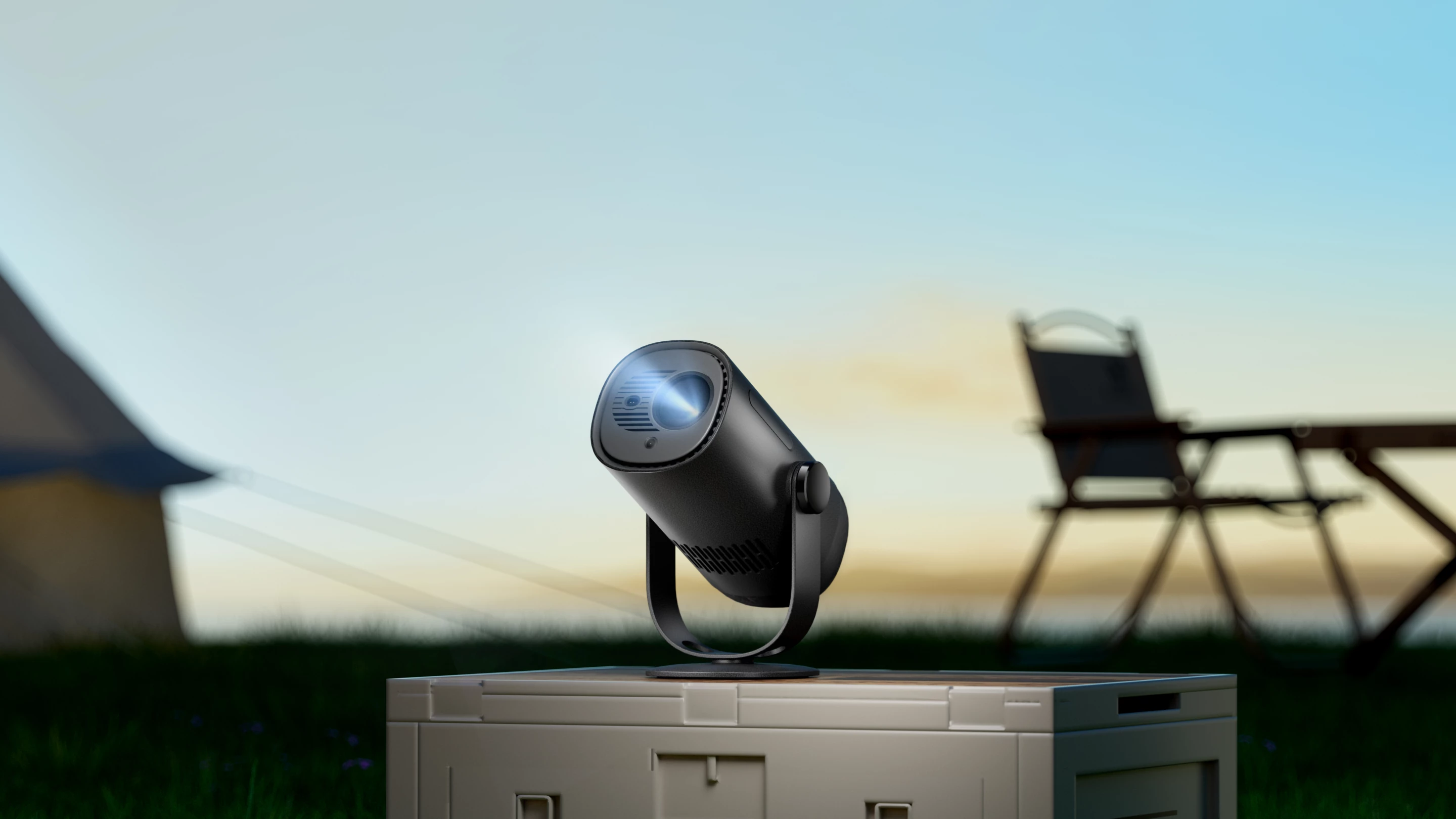Dangbei's first portable projector is battery powered, sits on a versatile gimbal stand and includes AI-powered setup smarts