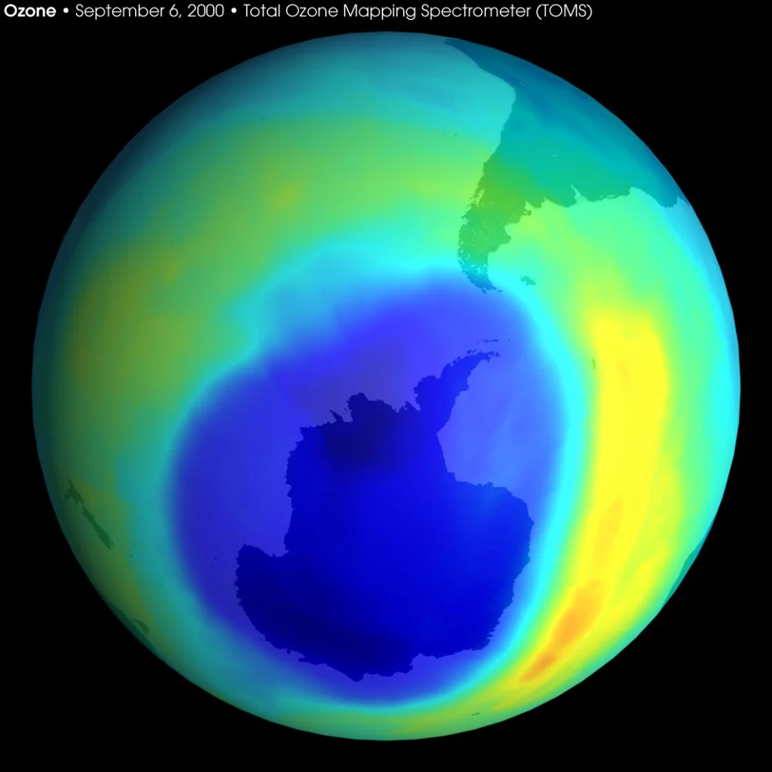 The researchers found that the hole has shrunk four million square km (1,545,000 sq mi) since 2000, the year when ozone depletion peaked