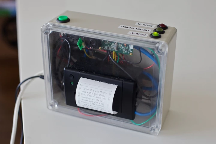 The "Descriptive Camera" prints a crowdsourced description of the photo it takes instead of the image itself