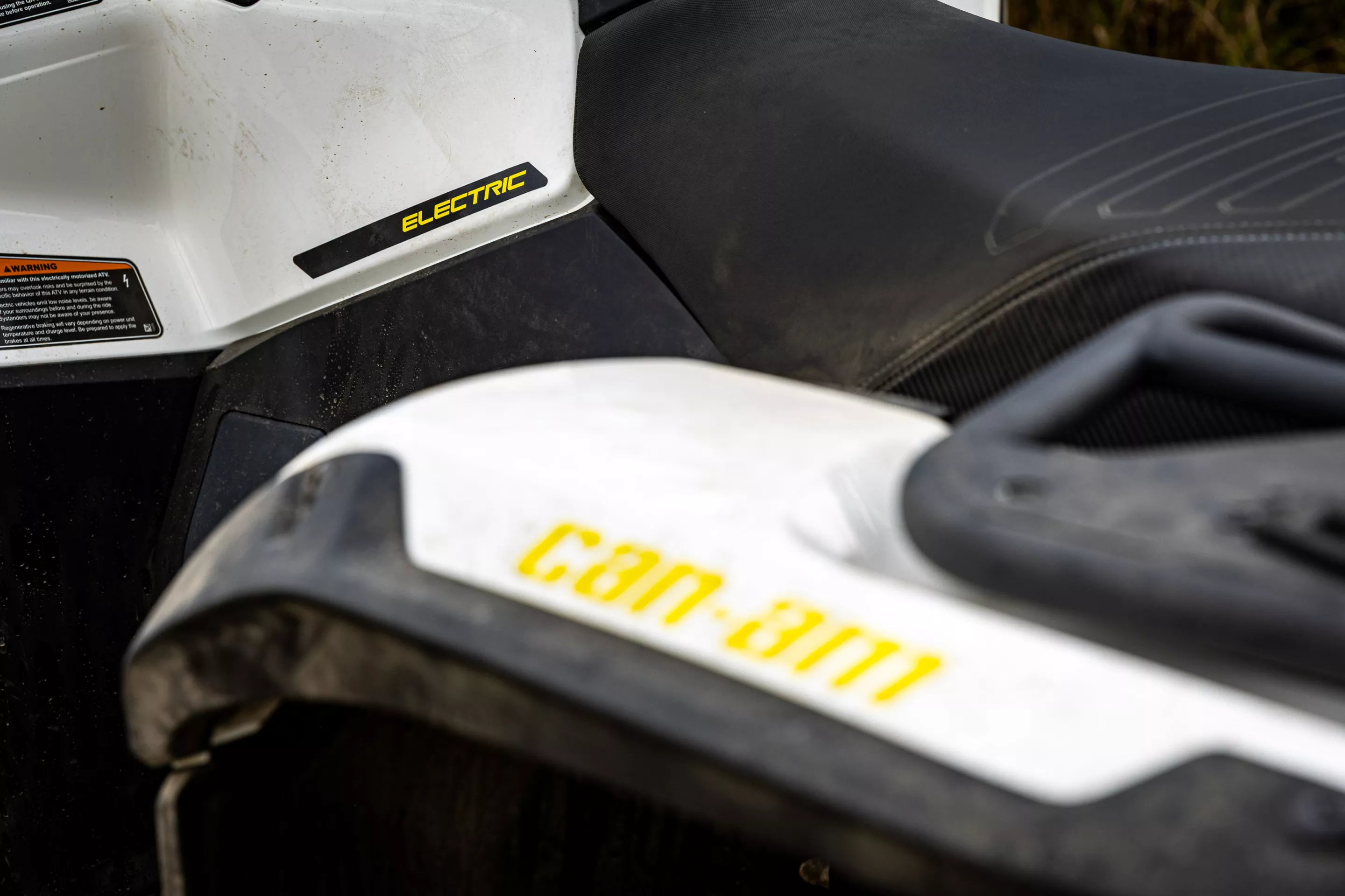 The color scheme and decals for the Can-Am Outlander Electric are exclusive to it this debut year