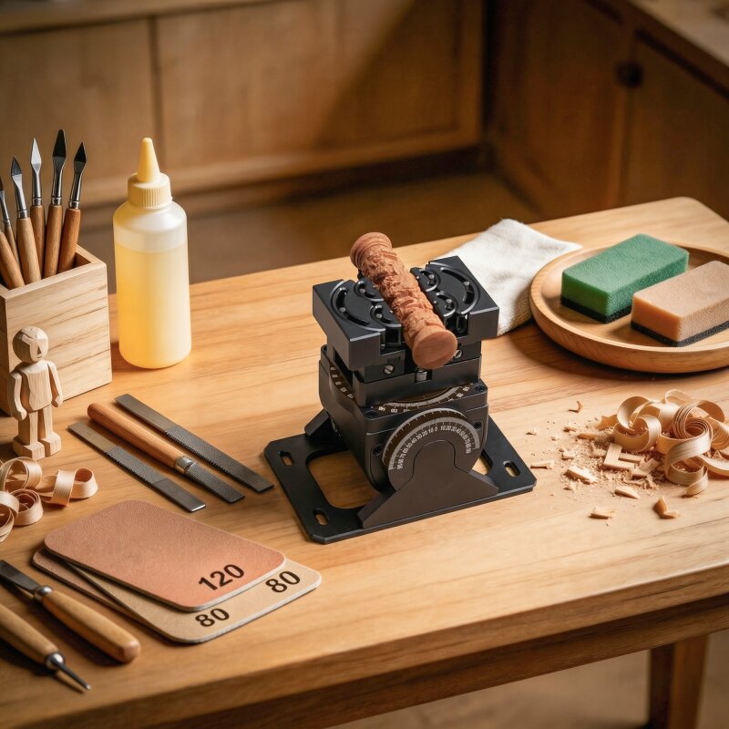 Deluxe adaptable vise spins and locks on two axes