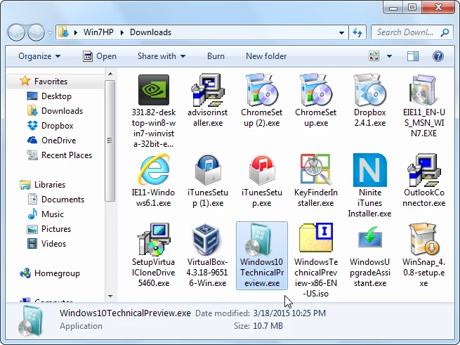 Windows 10 upgrade file