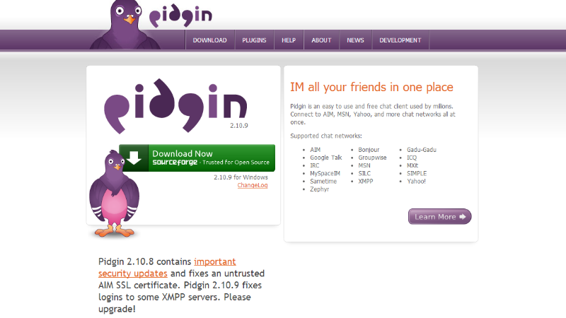 Pidgin is a simple, stripped back instant messaging client