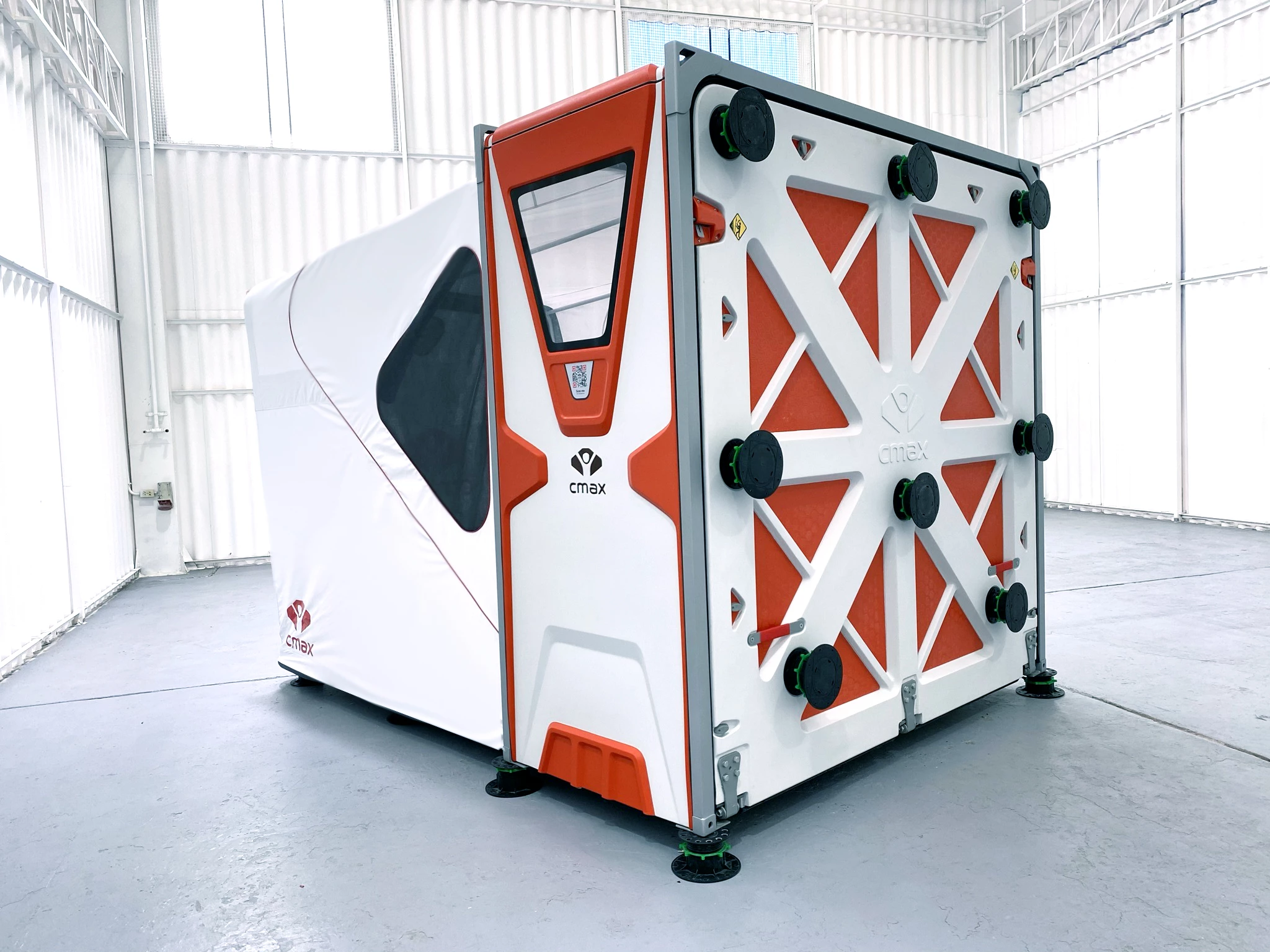 Adjustable feet can be accessed before the side folds down