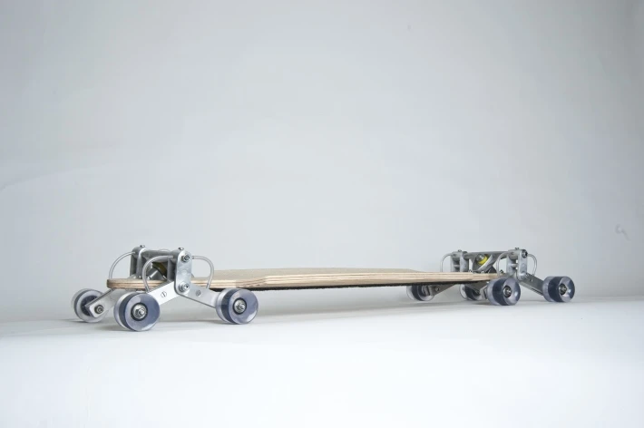 The STAIR ROVER is a prototype skateboard designed to descend stairs