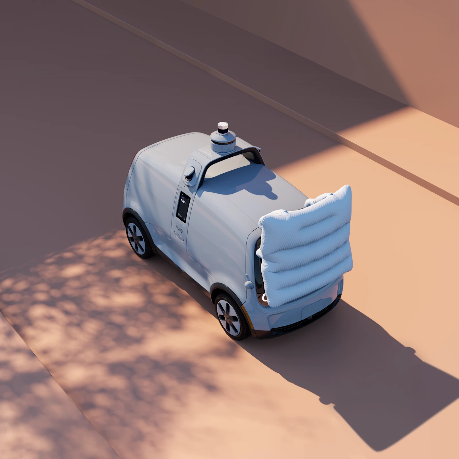Among the safety features included on the third generation autonomous electric delivery vehicle is an external pedestrian airbag that's deployed in the event of a collision
