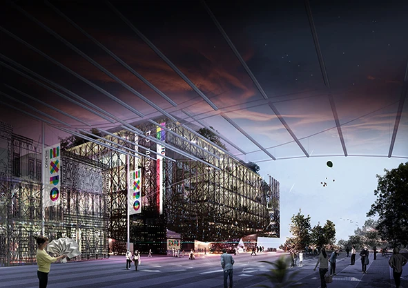 The unique pavilion will be made from a special air-purifying cement created by Italcementi