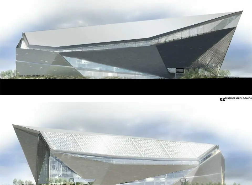 Opposite perspectives of the stadium