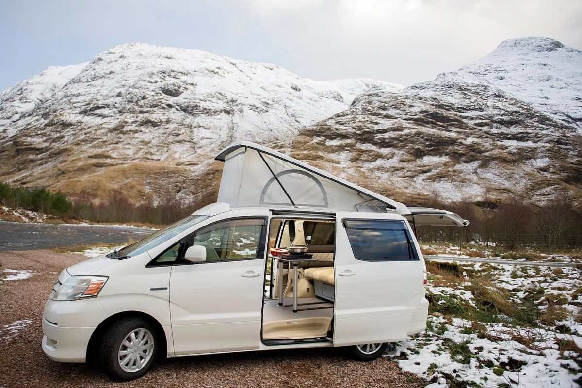 The cozy, little Eco Explorer can seat and sleep five, cook dinner and provide sheltered relaxation at camp