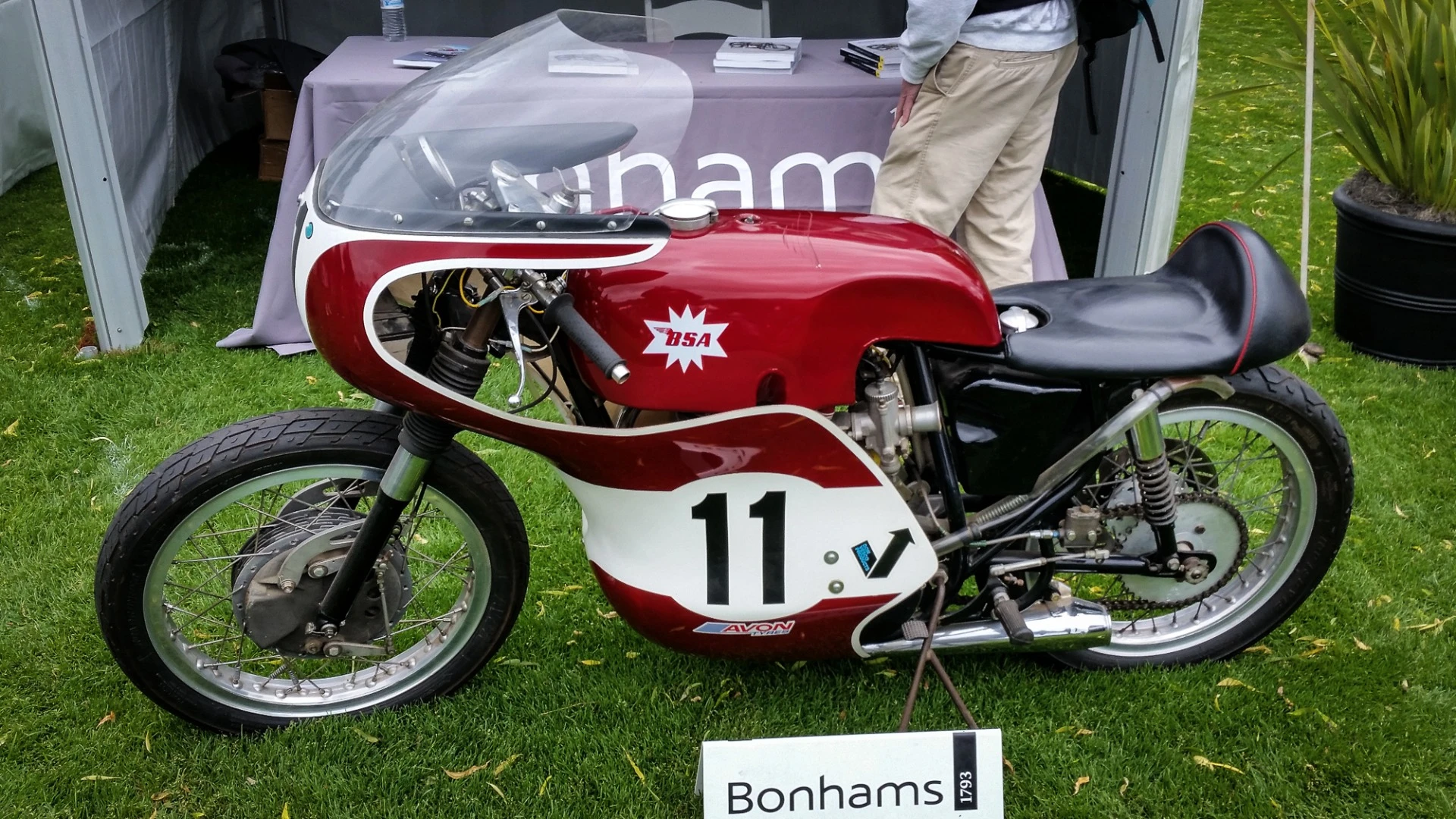 A restored BSA race bike at the Quail Motorcycle Gathering