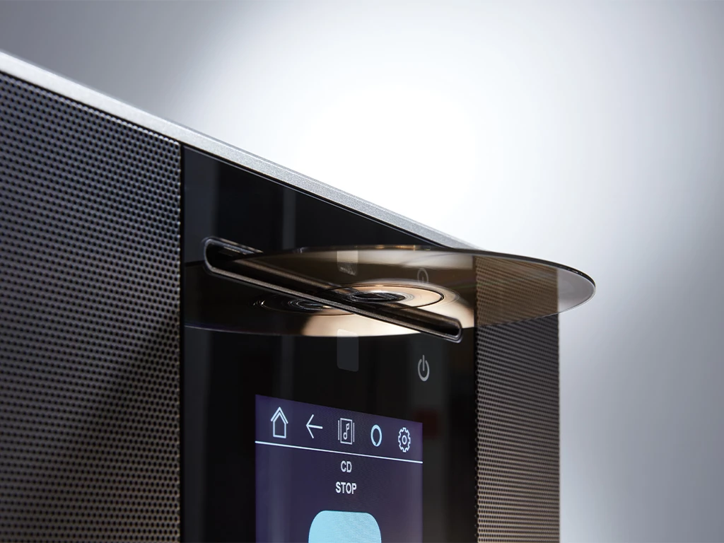 The Caruso all-in-one music system has an integrated CD player, cooked-in Bluetooth and both wired and wireless LAN