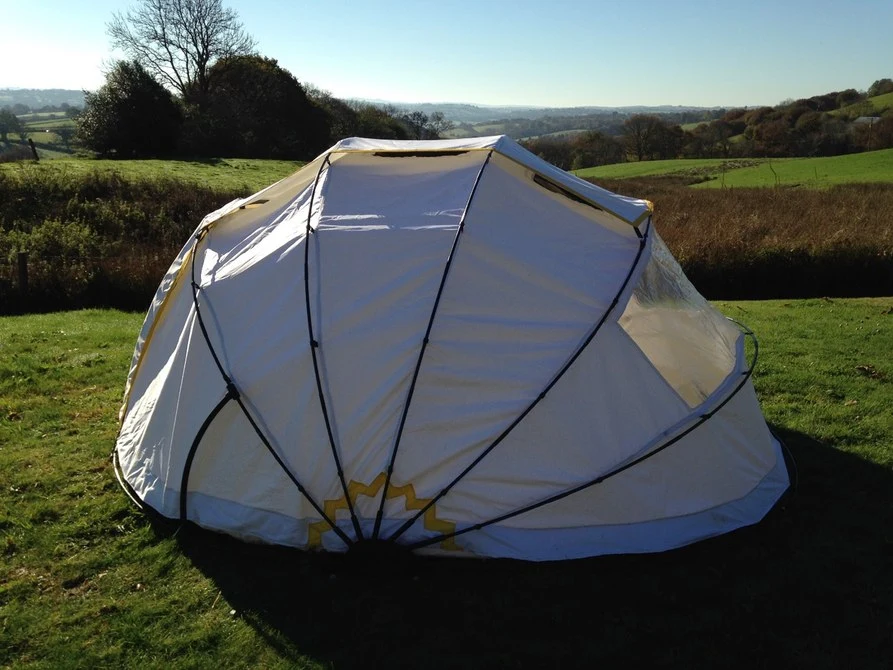 Mollusc's design supports the fabric dome with a unique exoskeleton frame