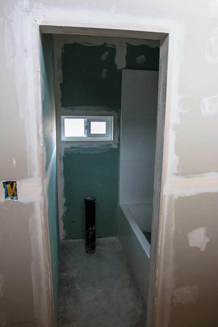 The master bathroom, still under construction.