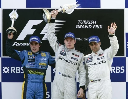 Alonso, Raikkonen and Motoya on the podium