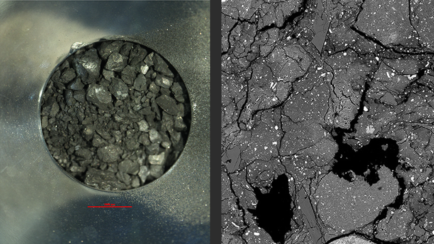 Close-ups of the samples of rock from asteroid Ryugu gathered by the Hayabusa2 probe