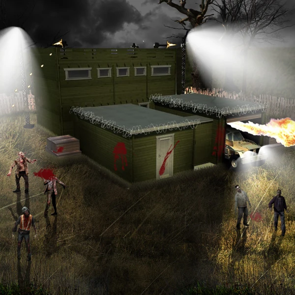 The largest building sports a rooftop terrace to offer a 360-degree killing field (Image: Tiger Log Cabins)