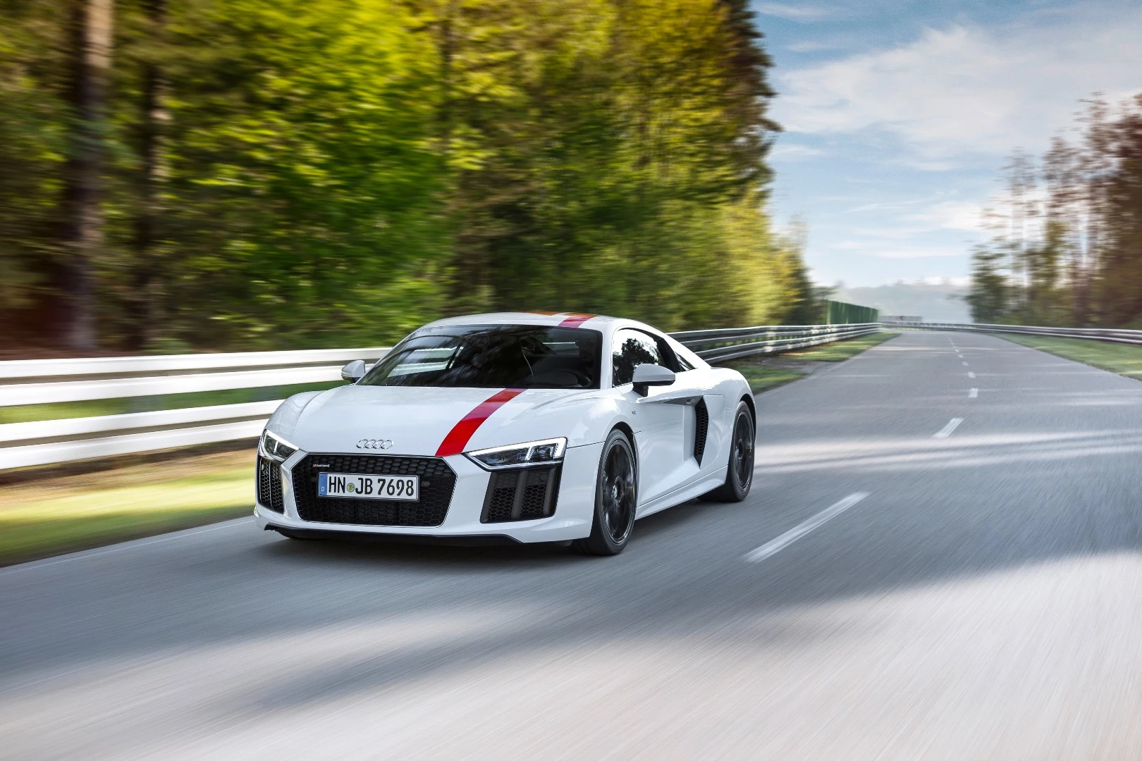 The Audi R8 V10 RWS on the move