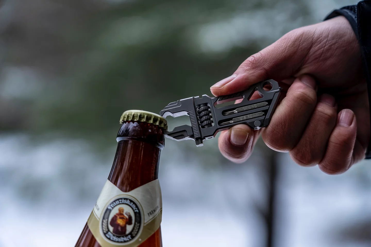 The wrench jaws also serve as a bottle opener