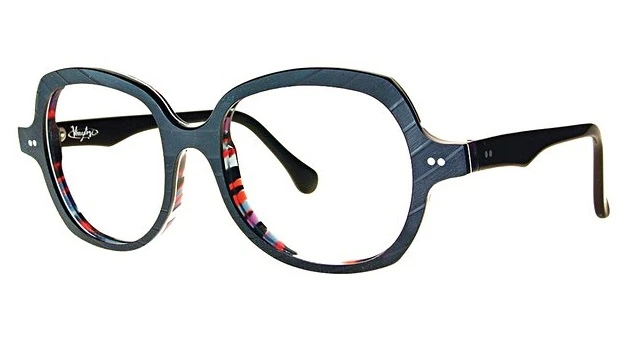 The Faye model of Vinylize glasses, made from old records bonded with cellulose acetate
