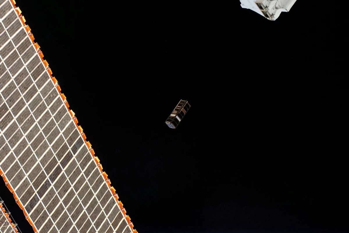 The SpooQy-1 CubeSat being released into orbit from the ISS in June 2019
