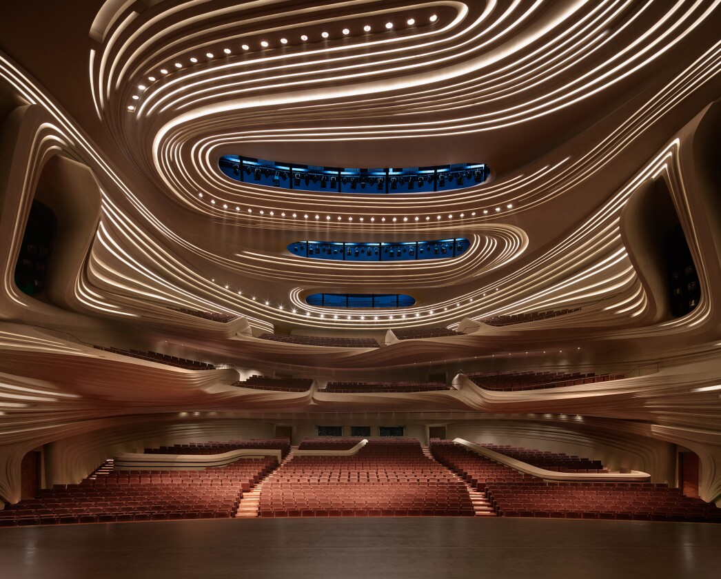 The Changsha Meixihu International Culture & Arts Centre's Grand Theatre seats 1,800 and features a stunning wooden interior