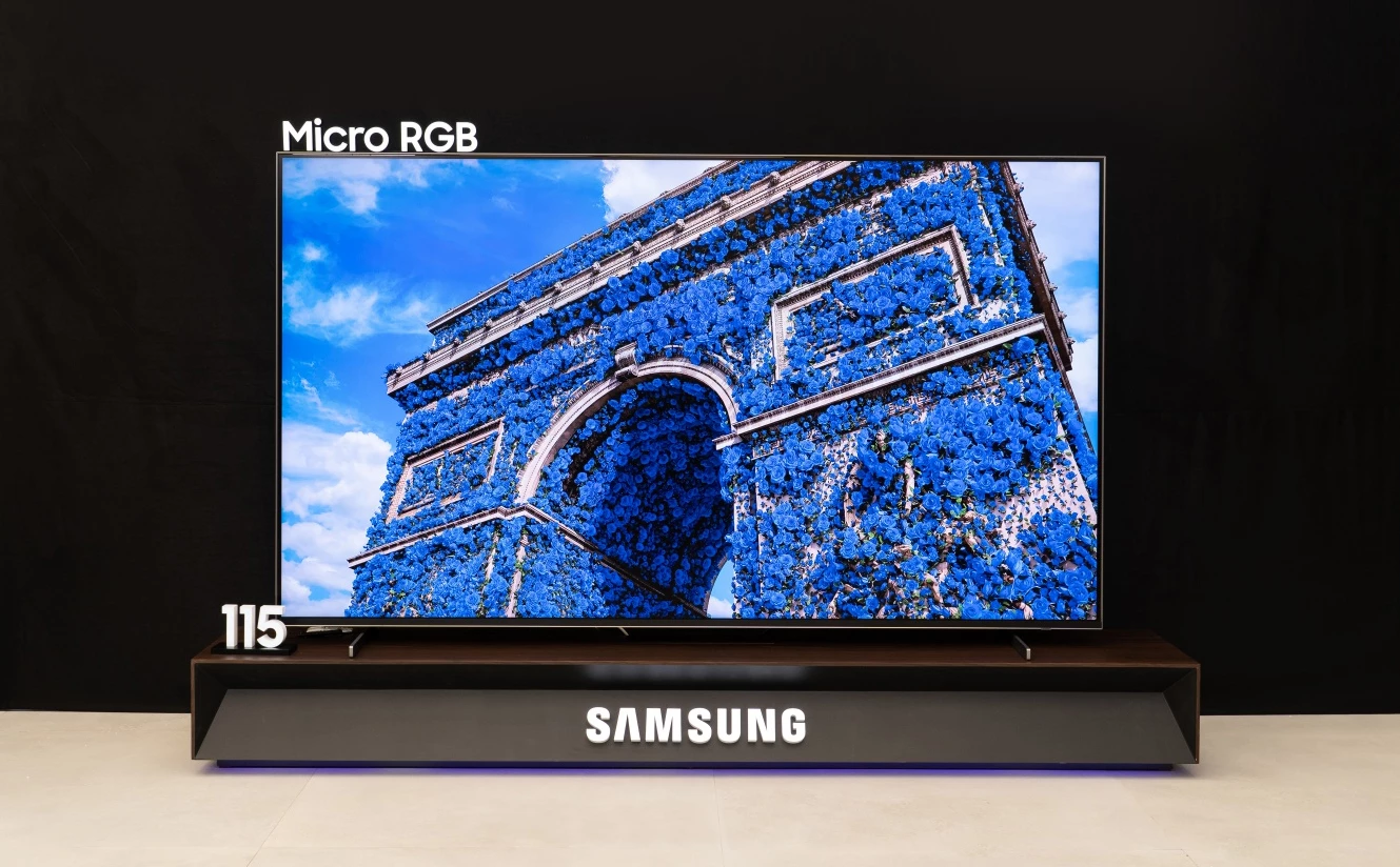 "Get lost in a world of brilliant brightness and hyper-real hues with micro-sized red, green and blue color backlights"