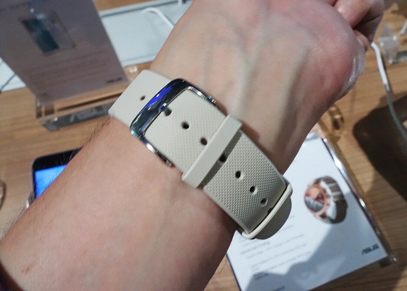 You get a choice of leather or rubber (as here) for the strap