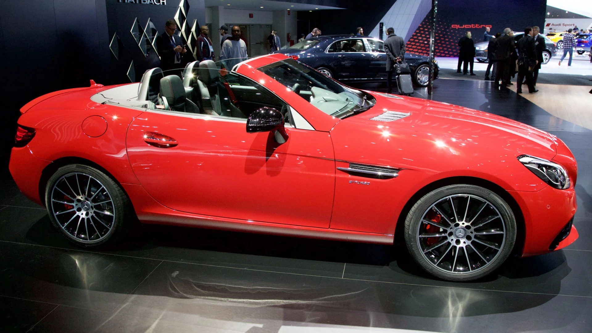 The SLC43 is the smallest ticket to AMG membership, but its twin-turbo engine still shoots it to 100 km/h in 4.6 seconds