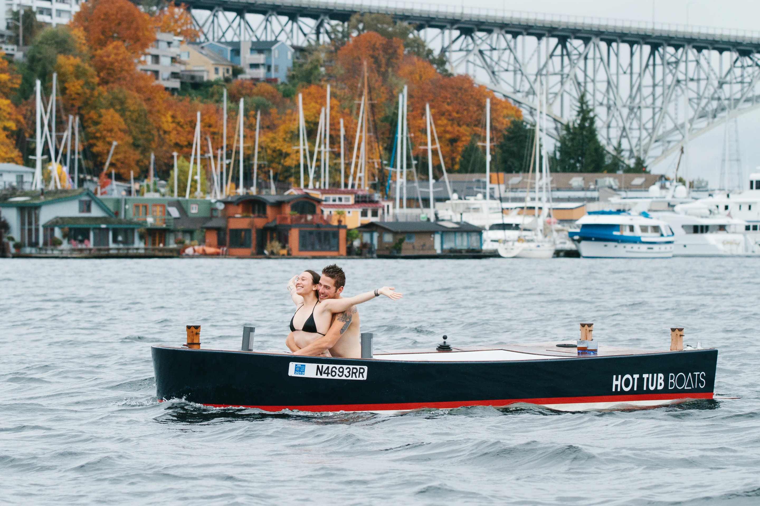 The Hot Tub Boat allows its passengers to soak while they cruise