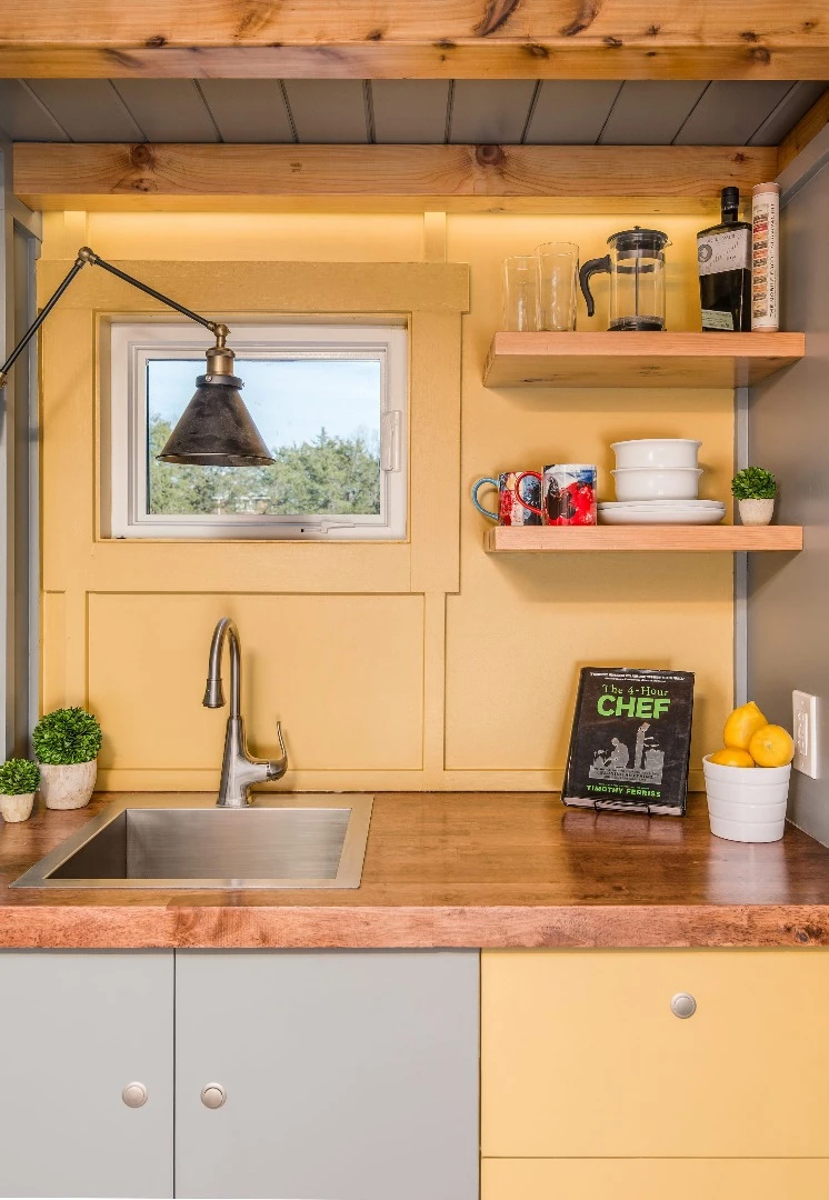 Small kitchen inside the Cornelia tiny house