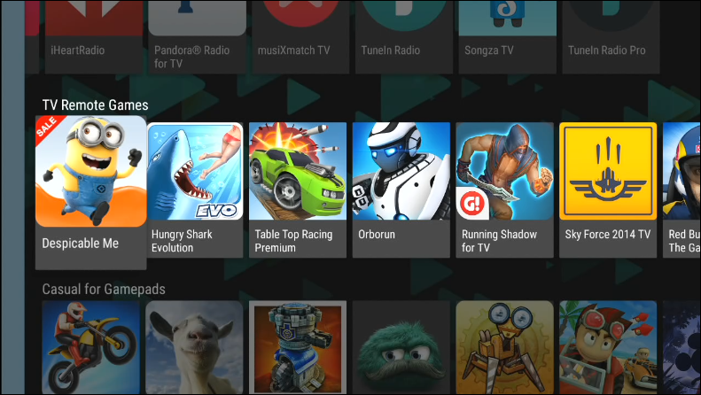Games are separated between the remote and gamepad