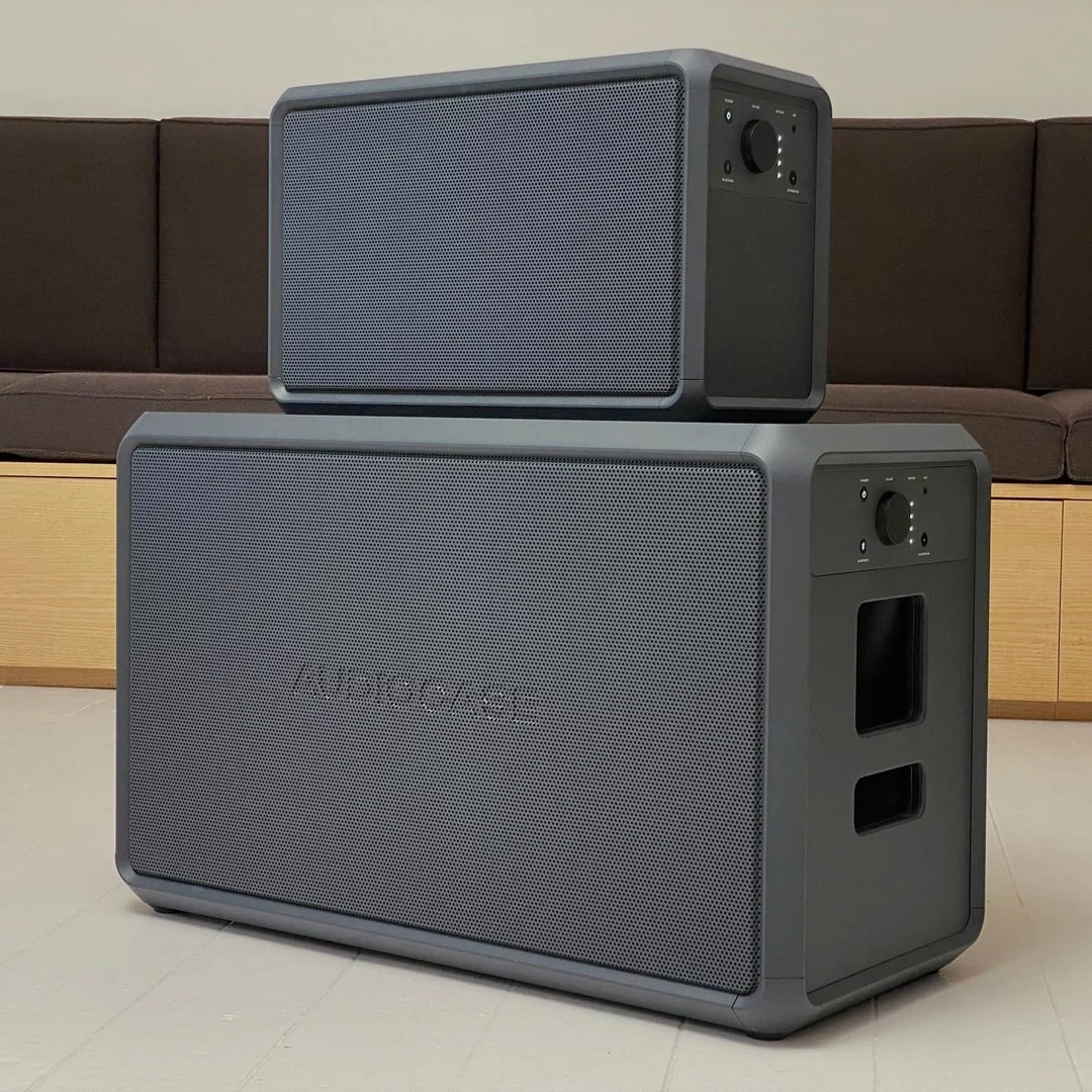 The Audiocase S5 (top) and S10 (bottom) each feature a PVC-coated plywood cabinet built around an aluminum frame