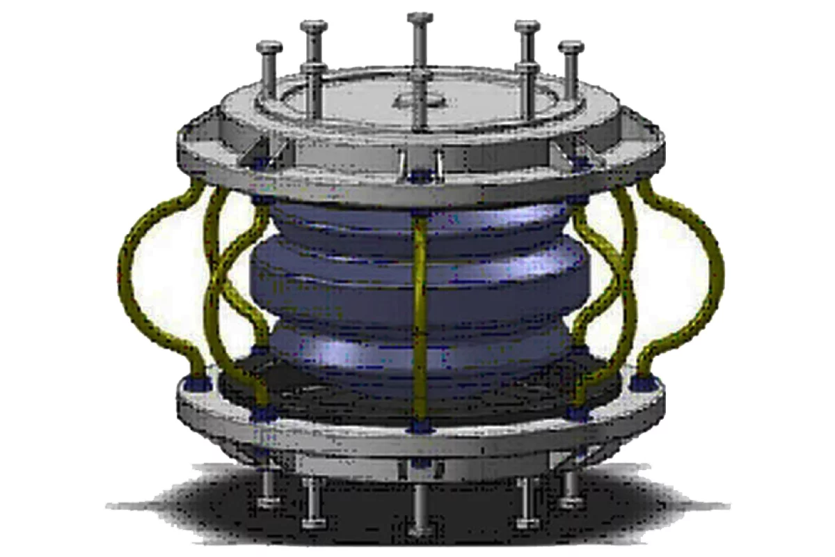 The roll-n-cage (RNC) is an anti-vibration device that is designed to sit between the building and the ground to reduce the effects of an earthquake