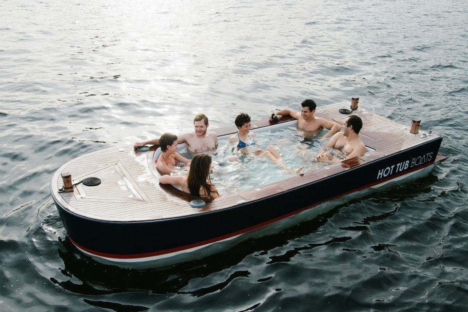 Hot Tub Boat combines cruising and soaking