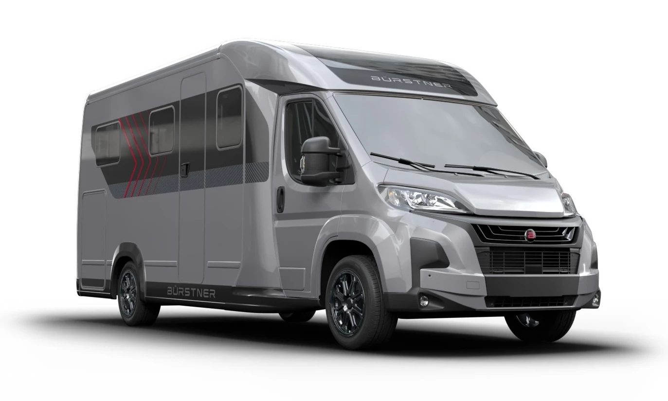In addition to the Fiat Ducato-based model pictured here, Bürstner shows a Mercedes Sprinter version in its preview video