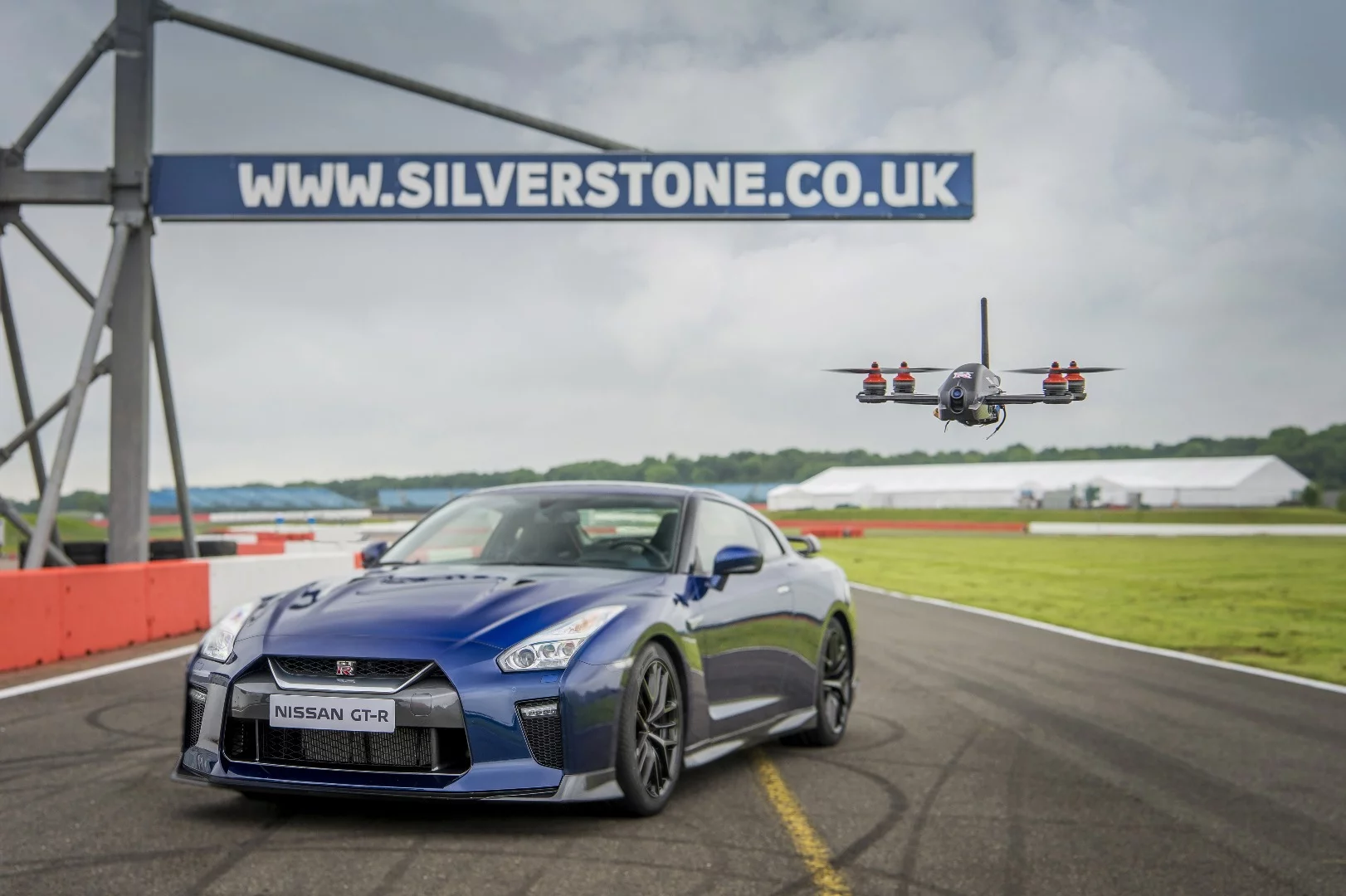 The new Nissan GT-R and the GT-R drone it built specifically for the launch of its 2017 GT-R.