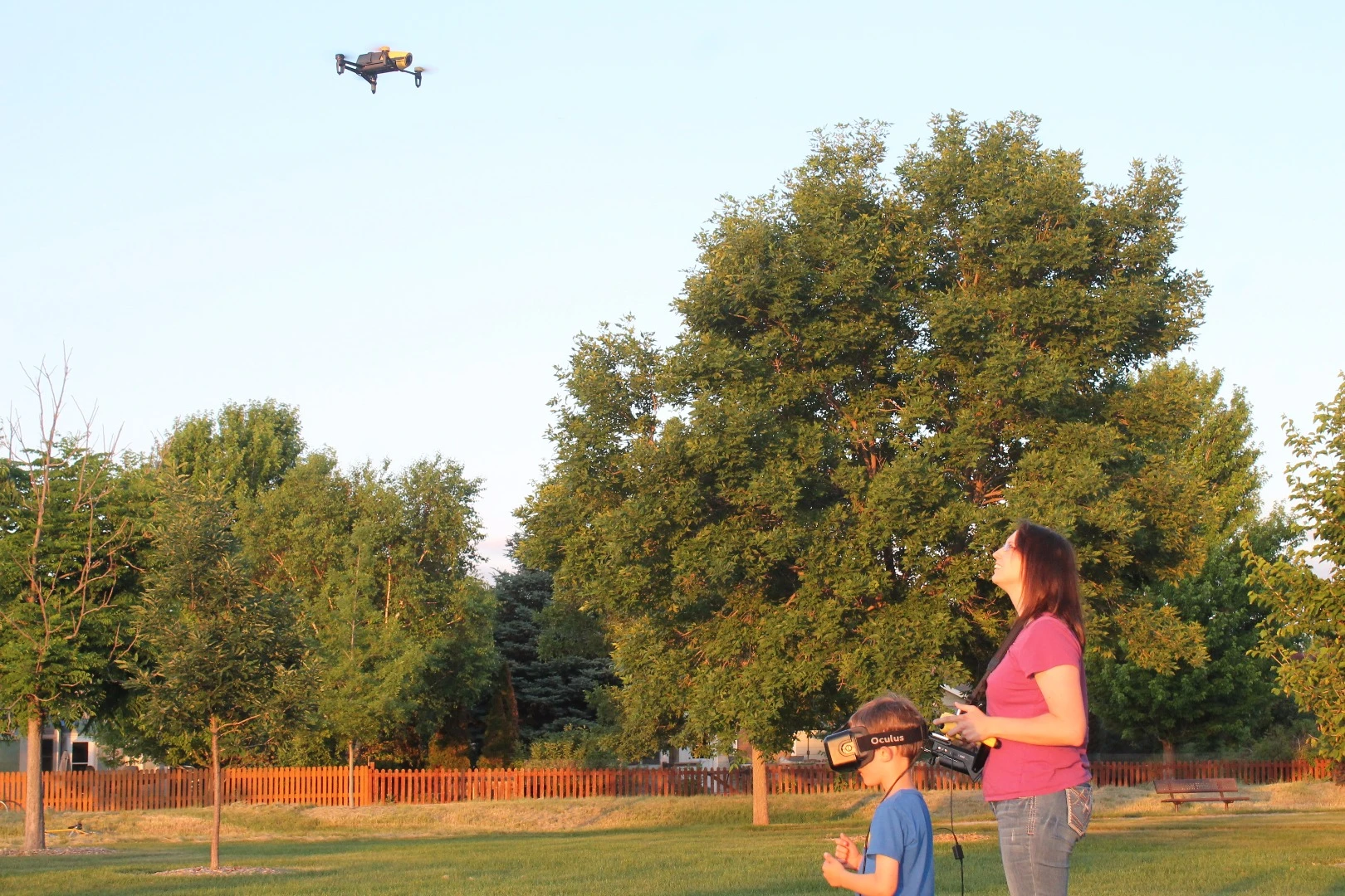 We were excited to plug in an Oculus Rift, only to realize it's not yet compatible with the Parrot Bebop, but Zeiss Cinemizer and Sony Personal Viewer owners are good to go
