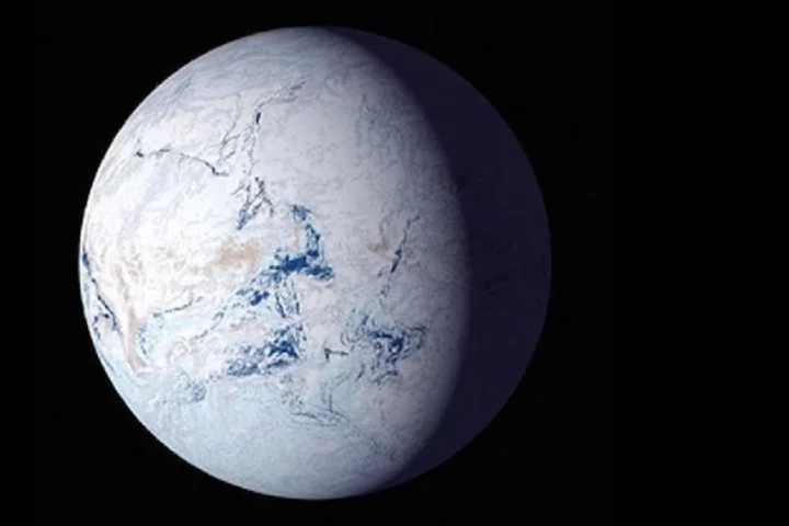 An artist's impression of what our planet may have looked like during the "Snowball Earth" period, about 700 million years ago