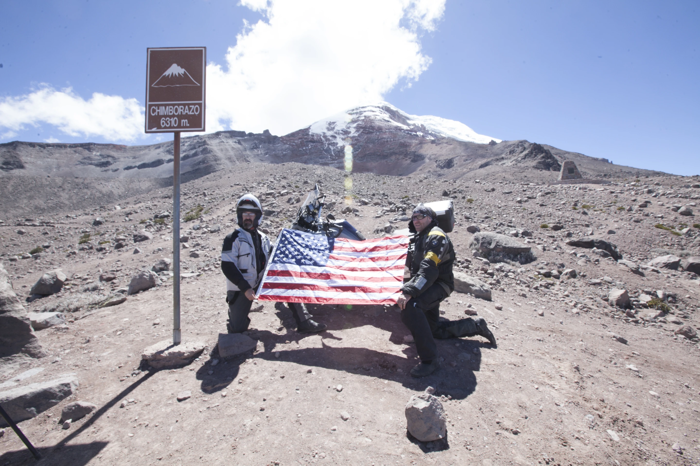 Carl Reese and Sebastien Montero at Chimborazo, the closest point on the Earth to the sun.