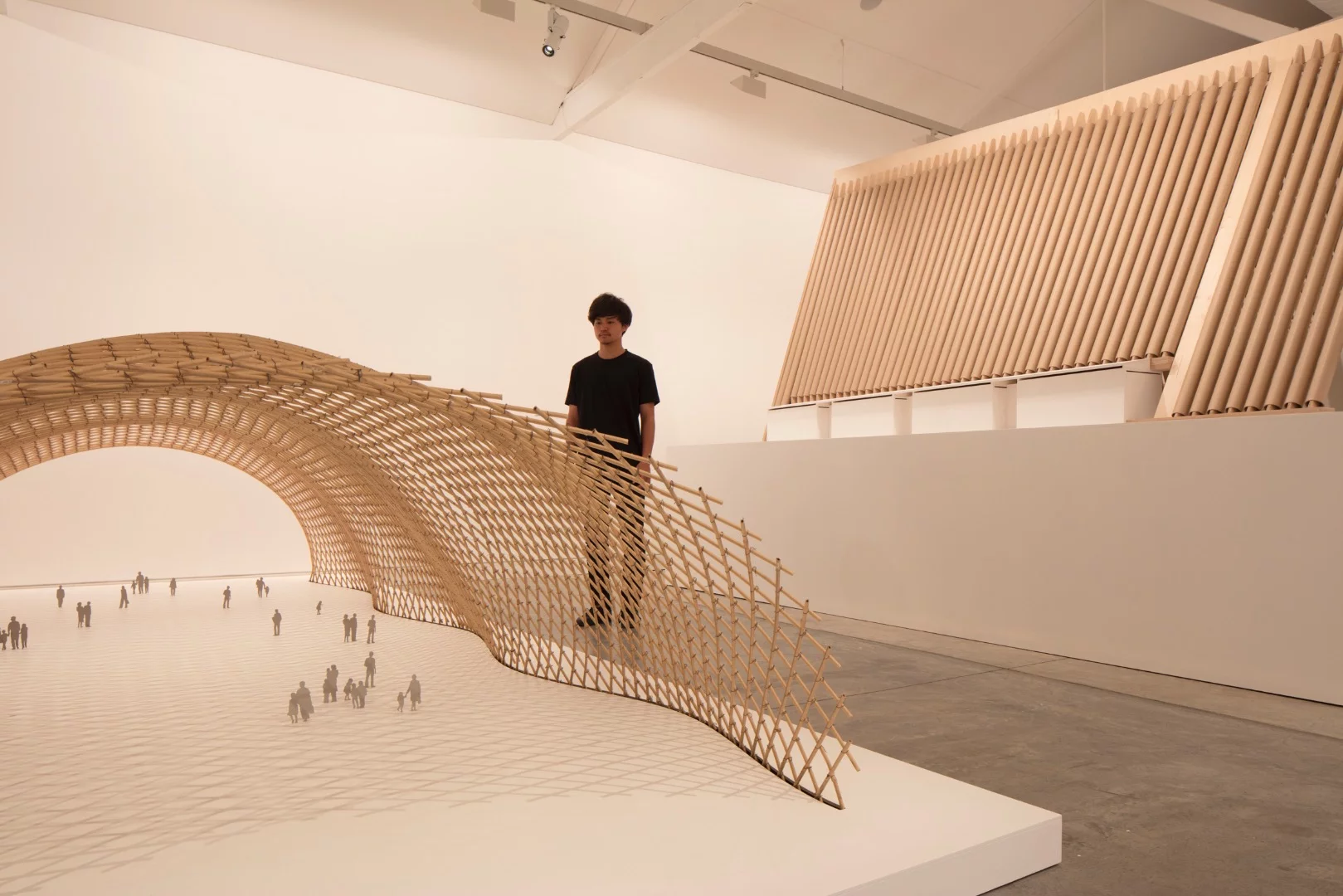 A scale model of Shigeru Ban's pavilion for Expo 2000