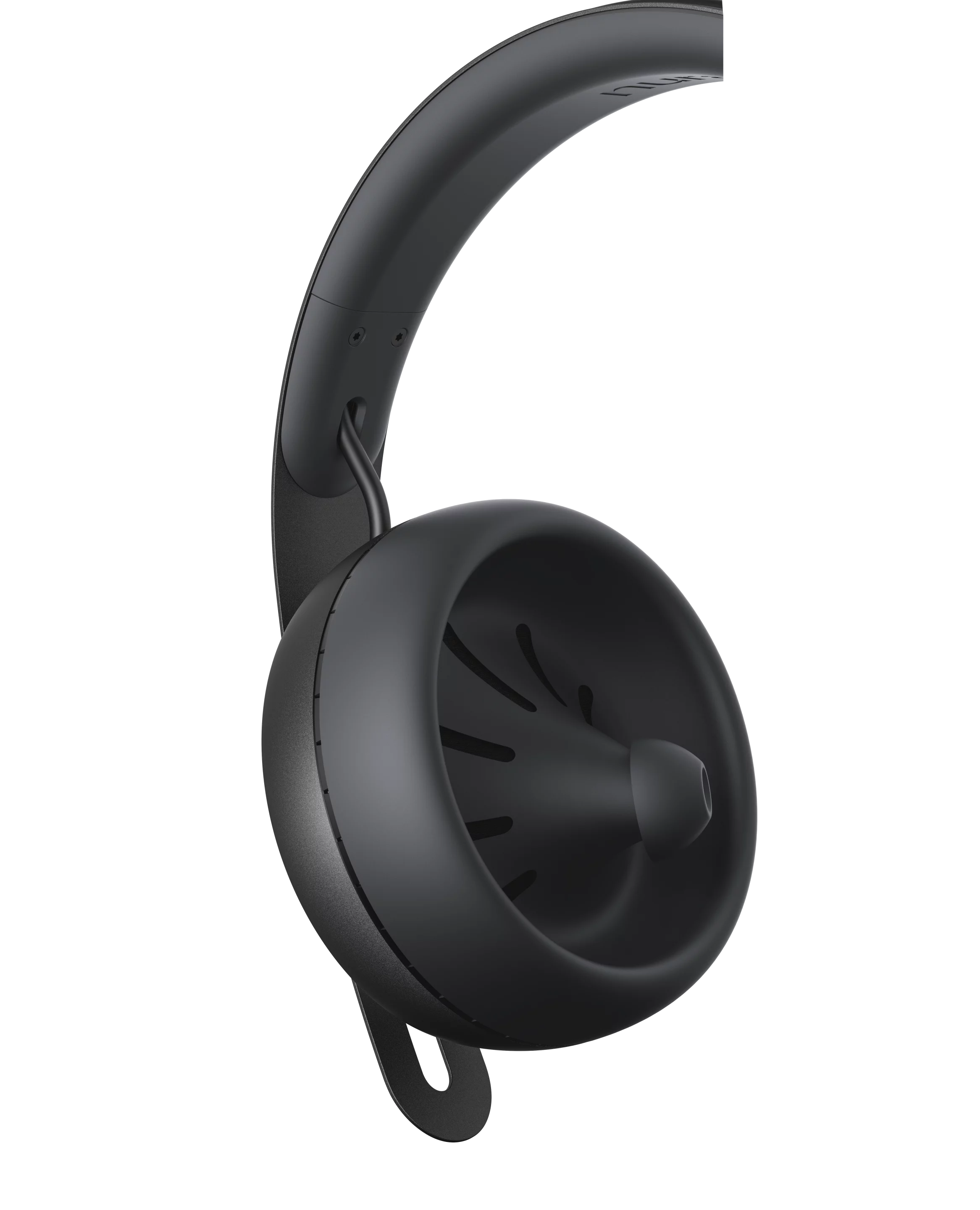 The dual-driver design of the nura headphones splits the incoming signal, sending the lower end to the over ear tactile driver that "delivers the sound through your skin" and routing the mid to high frequencies through the in-ear speaker