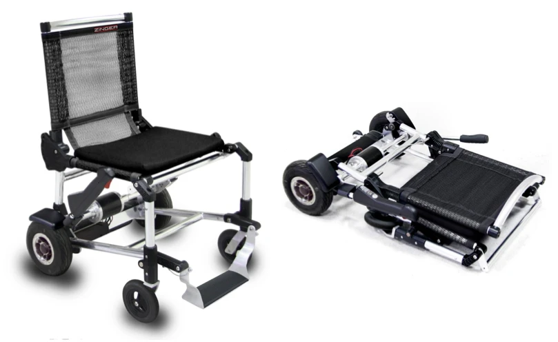 The Zinger weighs 38 pounds, and folds down to go in a car